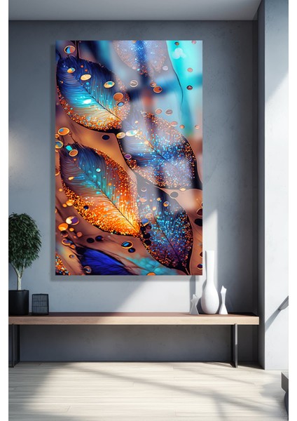 Ultra Yüksek Çözünürlüklü Cam Yağmur Yaprak Tablosu Kırılmaz Cam Tablo Ev, Salon, Hediyesi