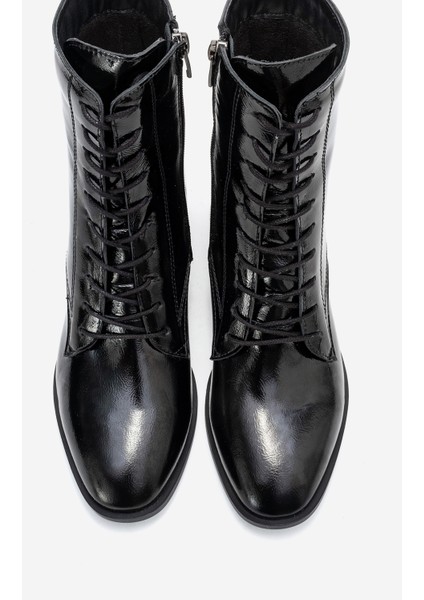 Avıa Siyah Kırışık Rugan Hakiki Deri Hakiki Deri Kadın Kalın Topuklu Bot fiyatları