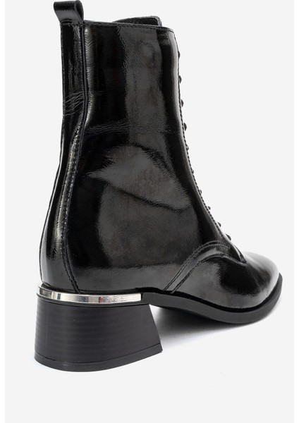 Avıa Siyah Kırışık Rugan Hakiki Deri Hakiki Deri Kadın Kalın Topuklu Bot indirimleri