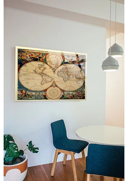Eski Dünya Haritası Ofis, Ev Için Harita 4mm Kırılmaz Temperli Yüksek Çözünürlüklü Cam Tablo