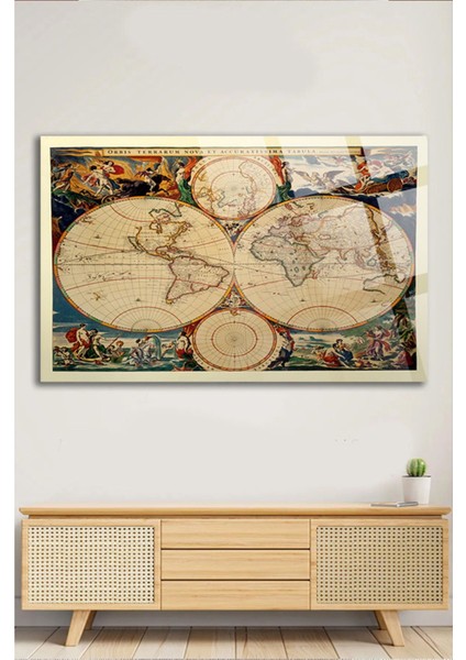 Eski Dünya Haritası Ofis, Ev Için Harita 4mm Kırılmaz Temperli Yüksek Çözünürlüklü Cam Tablo modelleri