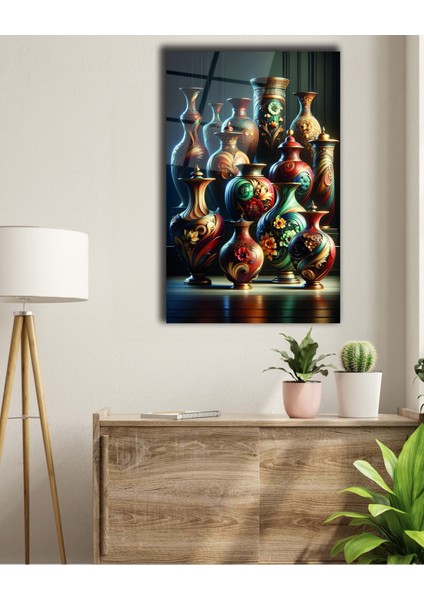 Vazoda Gökkuşağı Senfonisi Cam Tablo fırsatları