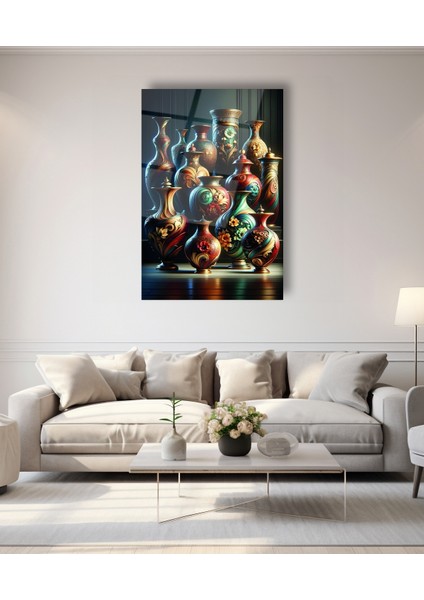 Vazoda Gökkuşağı Senfonisi Cam Tablo indirimleri