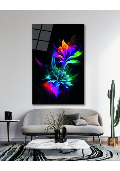 Renkli Çiçek Cam Tablo