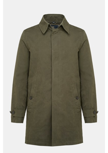 Erkek Koyu Yeşil Su Geçirmez Trençkot