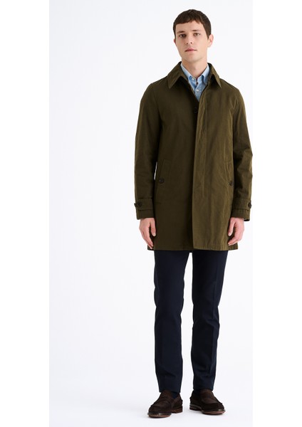 Erkek Koyu Yeşil Su Geçirmez Trençkot modelleri
