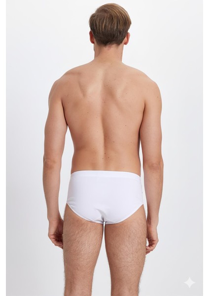 Erkek 6'lı Paket Lastikli %100 Pamuk Beyaz Slip Külot fırsatları