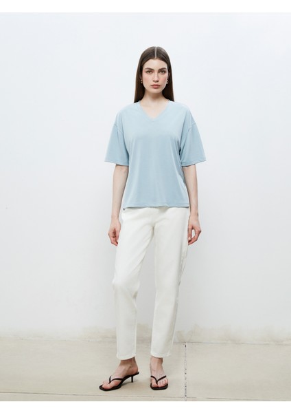 V Yaka Modal Karışımlı Kadın Tişört fiyatları