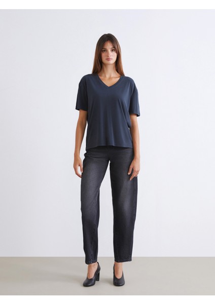 V Yaka Modal Karışımlı Kadın Tişört 2'li modelleri