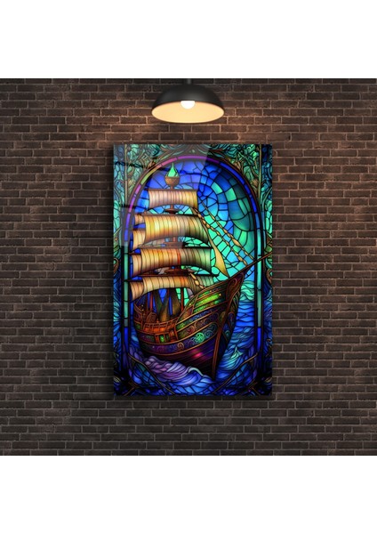 Vitray Korsan Gemisi Cam Tablo modelleri