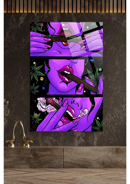 Sigara Içen Kadın 4mm Kırılmaz Temperli Yüksek Çözünürlüklü Cam Tablo