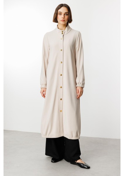 Gold Detay Dökümlü Kumaş Zamansız Spor Trench Kap-Taş