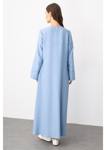 Zv Nervur Aller Dikiş Detaylı Ipekçe Doku Zamansız Spor Kap/ Ferace-Mavi