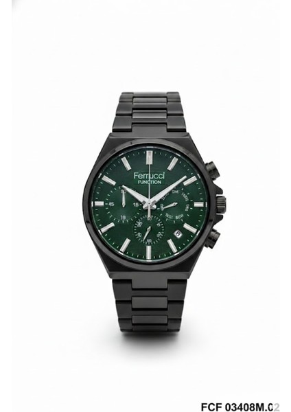 Erkek Kol Saati Siyah Renk, Yeşil Kadran – Şık Metal Kordon, 2 Yıl Garantili