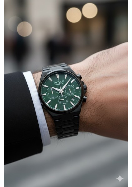 Erkek Kol Saati Siyah Renk, Yeşil Kadran – Şık Metal Kordon, 2 Yıl Garantili modelleri