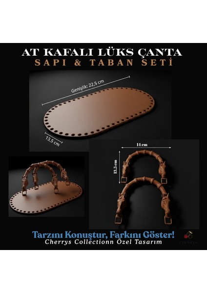 Premium At Kafalı Çanta Sapı ve Taban Seti modelleri