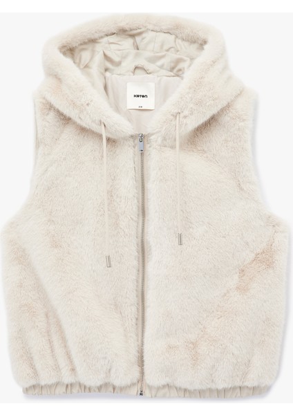 Kolsuz Kapüşonlu Fermuarlı Peluş Yelek modelleri