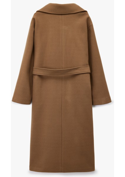 Uzun Kollu Cepli Kemerli Uzun Kaşe Kaban fiyatları