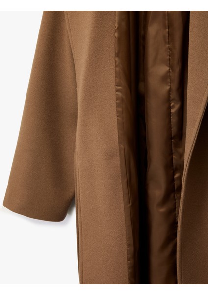 Uzun Kollu Cepli Kemerli Uzun Kaşe Kaban fırsatları