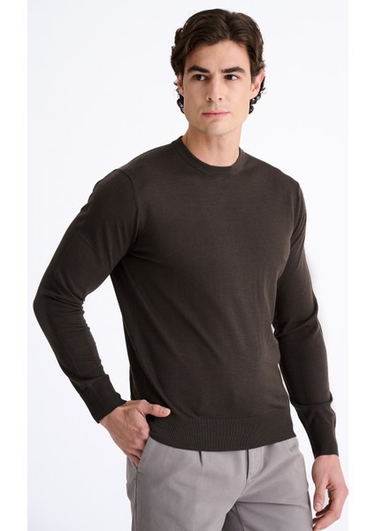 Erkek Kahverengi Yün Bisiklet Yaka Kazak modelleri