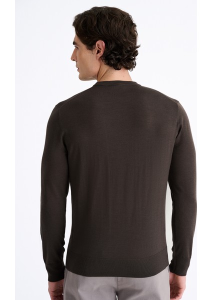 Erkek Kahverengi Yün Bisiklet Yaka Kazak fırsatları