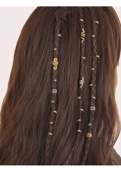 Bohem Saç Halkası-Saç Küpesi Vintage Viking 26 'lı Hair Charms (BC-1227 )