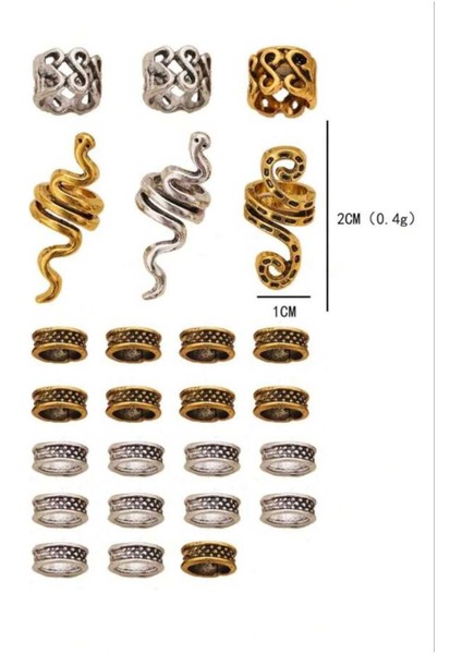 Bohem Saç Halkası-Saç Küpesi Vintage Viking 26 'lı Hair Charms (BC-1227 ) fiyatları