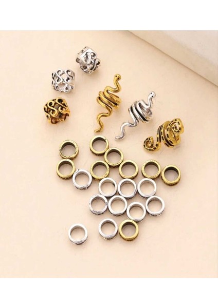 Bohem Saç Halkası-Saç Küpesi Vintage Viking 26 'lı Hair Charms (BC-1227 ) modelleri