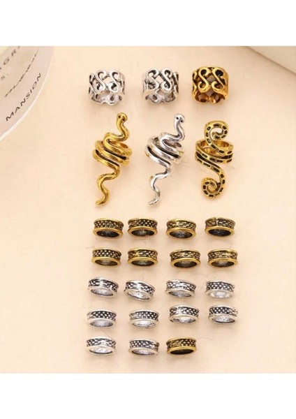 Bohem Saç Halkası-Saç Küpesi Vintage Viking 26 'lı Hair Charms (BC-1227 ) fırsatları