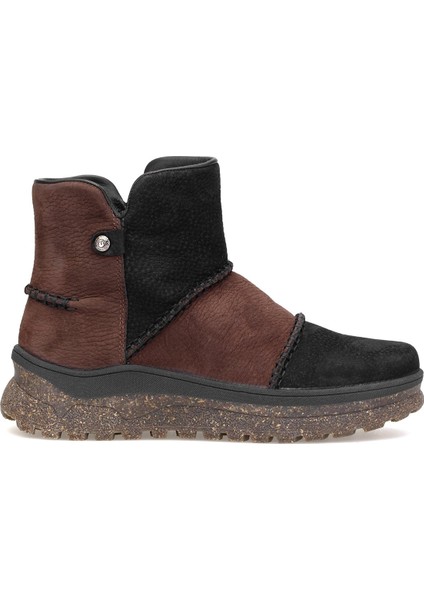 D25KB-4090 Kadın Hakiki Nubuk Deri Düz Bot Siyah