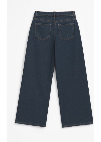 Kadın Koyu Indigo Yüksek Bel Palazzo Jean Pantolon fiyatları