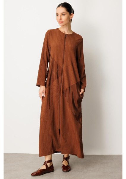 x Tasarım Özel Dokuma Tam Boy Zamansız Kap Ferace-Kahve fiyatları