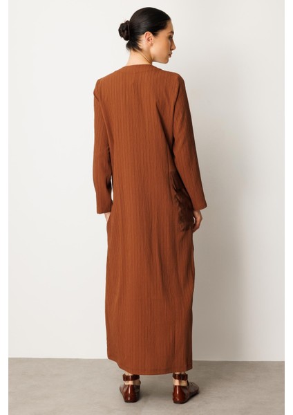 x Tasarım Özel Dokuma Tam Boy Zamansız Kap Ferace-Kahve indirimleri