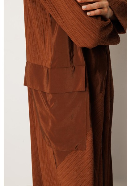 x Tasarım Özel Dokuma Tam Boy Zamansız Kap Ferace-Kahve