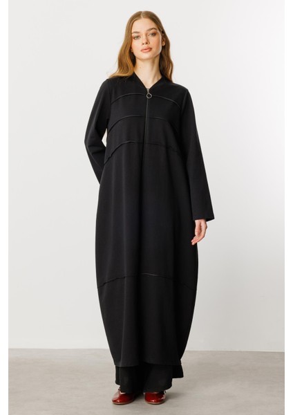 Ben Özel Pamuk Karışımlı Dökümlü ve Konforlu Kap-Siyah