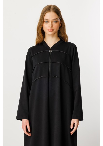 Ben Özel Pamuk Karışımlı Dökümlü ve Konforlu Kap-Siyah