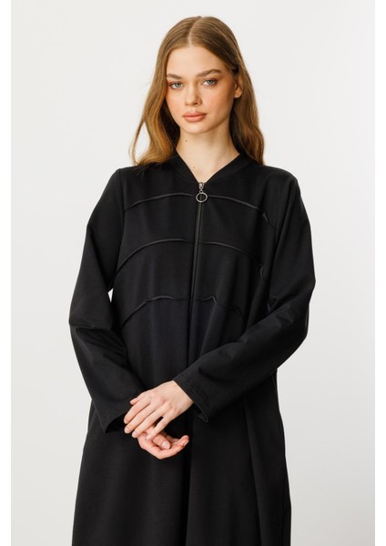 Ben Özel Pamuk Karışımlı Dökümlü ve Konforlu Kap-Siyah