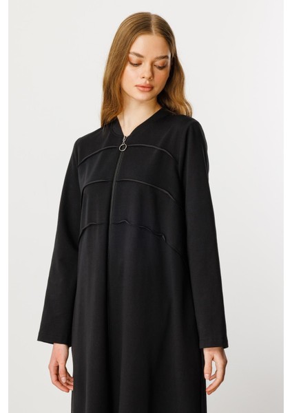 Ben Özel Pamuk Karışımlı Dökümlü ve Konforlu Kap-Siyah