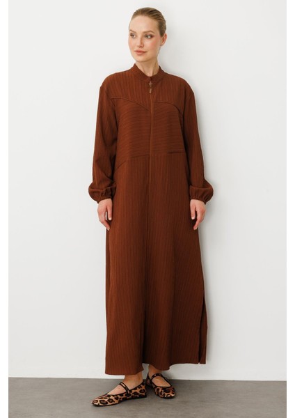 Özel Dokuma Kumaş Spor Zamansız Kap- Ferace-Kahve