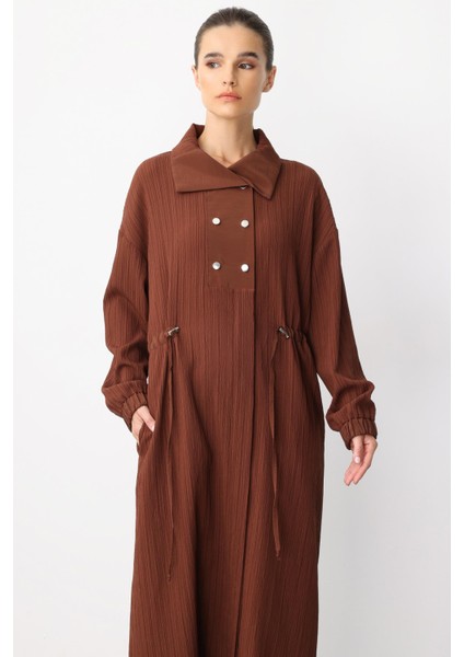 Y Yaka Ply-Cupra Garni Detaylı Spor Elbise Kap Ferace-Kahve modelleri