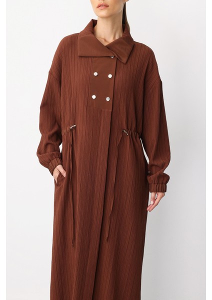 Y Yaka Ply-Cupra Garni Detaylı Spor Elbise Kap Ferace-Kahve fırsatları