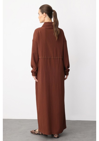 Y Yaka Ply-Cupra Garni Detaylı Spor Elbise Kap Ferace-Kahve indirimleri