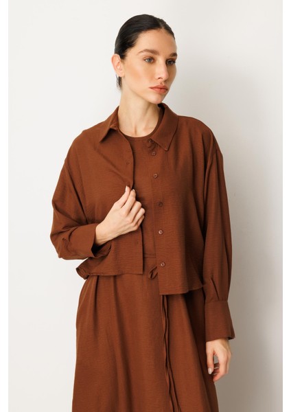 Aller Üst Beden ve Jile Iç Kombin Ipekçe Elbise Ferace-Kahve fiyatları