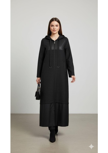 Jakar Kapitone ve Cupra Plys Mix Astarlı Spor Mevsimlik Trench Kap-Siyah