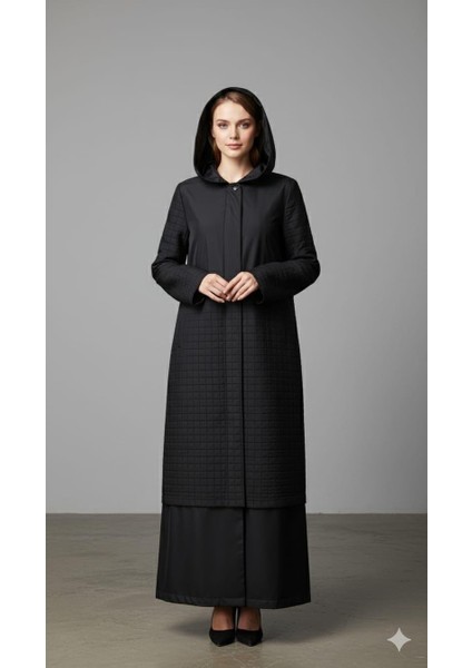 Jakar Kapitone ve Cupra Plys Mix Astarlı Spor Mevsimlik Trench Kap-Siyah modelleri