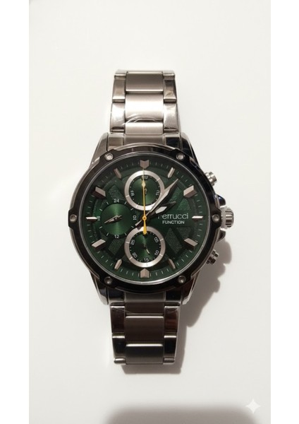 Erkek Kol Saati Gümüş Renk, Yeşil Kadran – Şık Metal Kordon, 2 Yıl Garantili