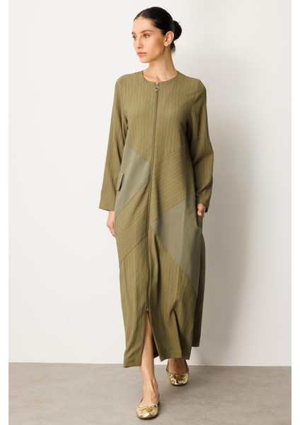 x Tasarım Özel Dokuma Tam Boy Zamansız Kap Ferace-Haki fiyatları