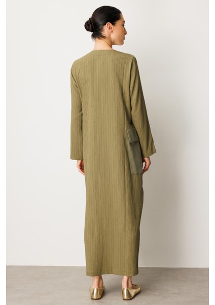 x Tasarım Özel Dokuma Tam Boy Zamansız Kap Ferace-Haki indirimleri