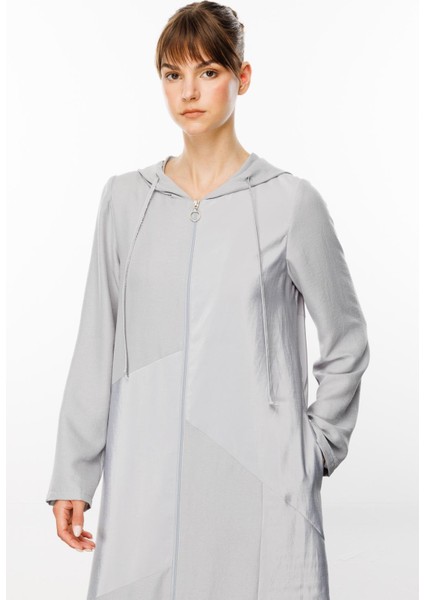 Perche Ince Ipekçe Dokulu Hafif Kap Ferace-Gri fırsatları