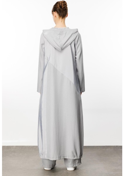 Perche Ince Ipekçe Dokulu Hafif Kap Ferace-Gri